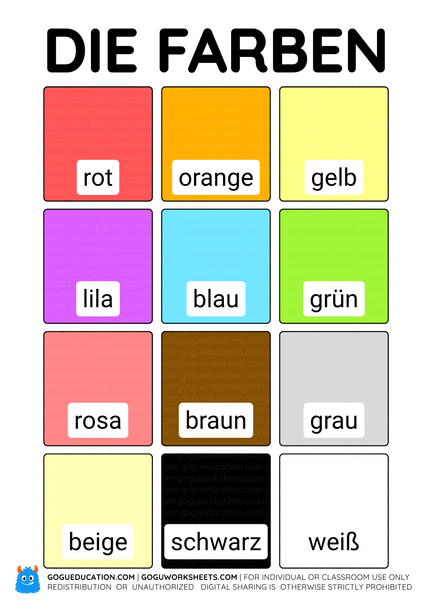 German Colors Flashcards