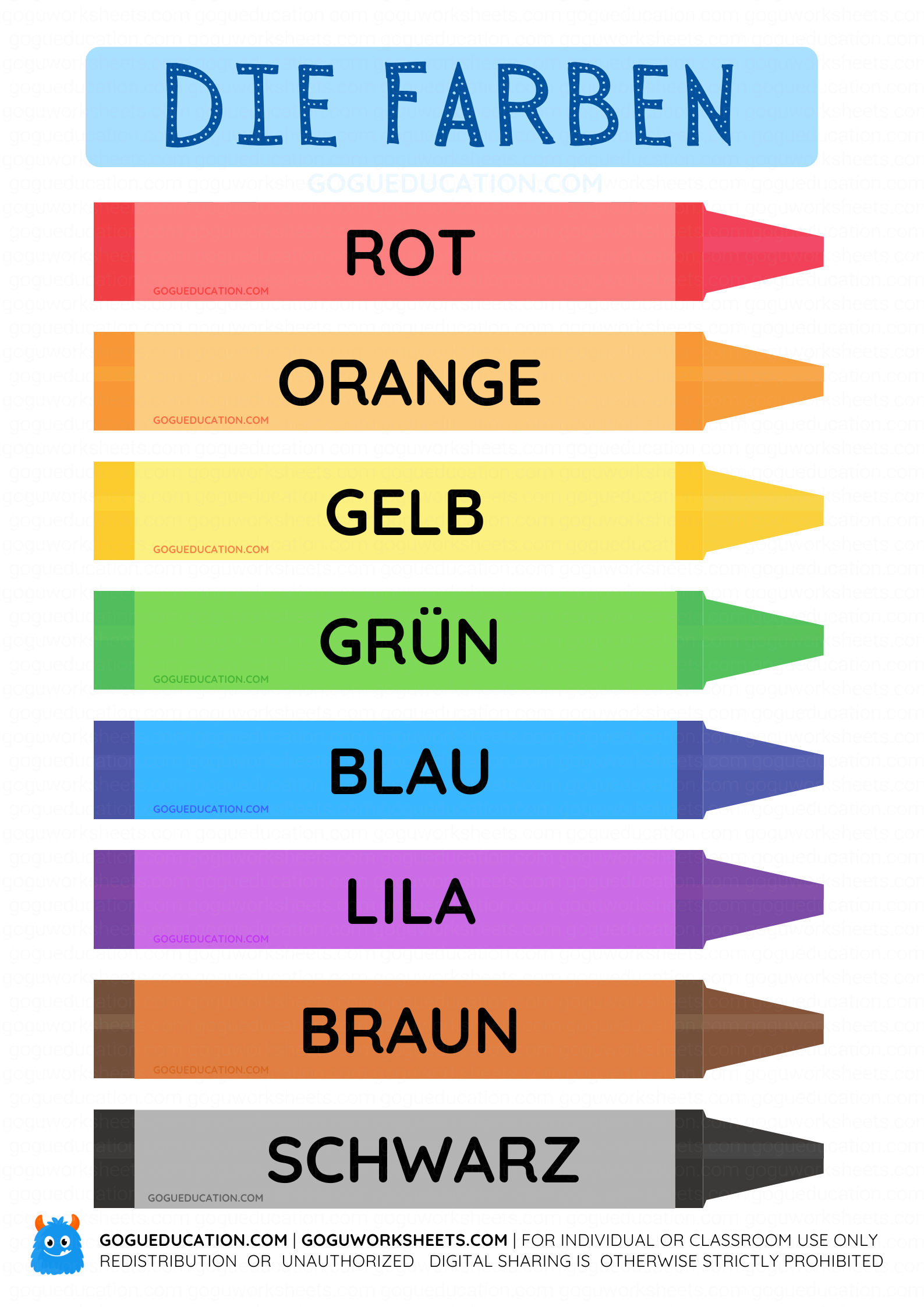 Die Farben: German Colours Poster for Kids