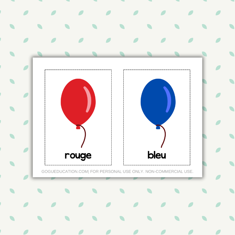 French Colors Balloons Flashcards