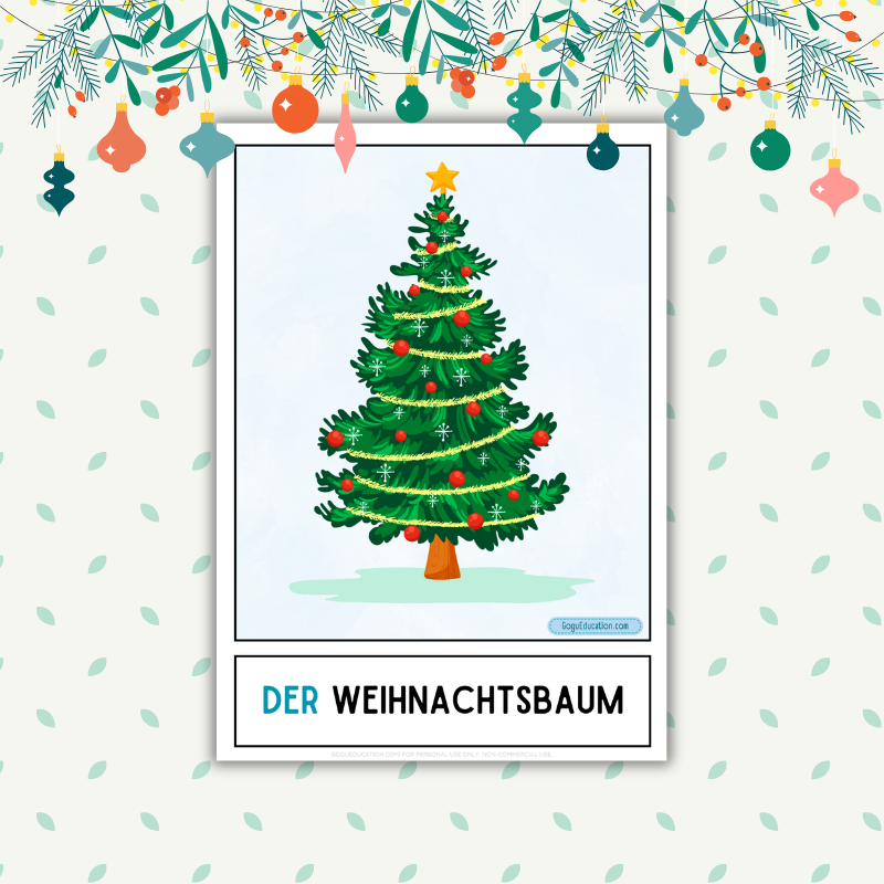 German Christmas Words Tafelkarte Weihnachten