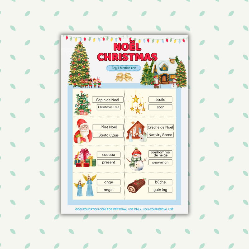 English French Noël Christmas Vocabulary Gogu Education