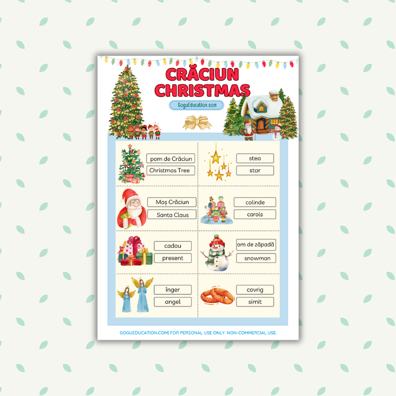 English Romanian Christmas Vocabulary
