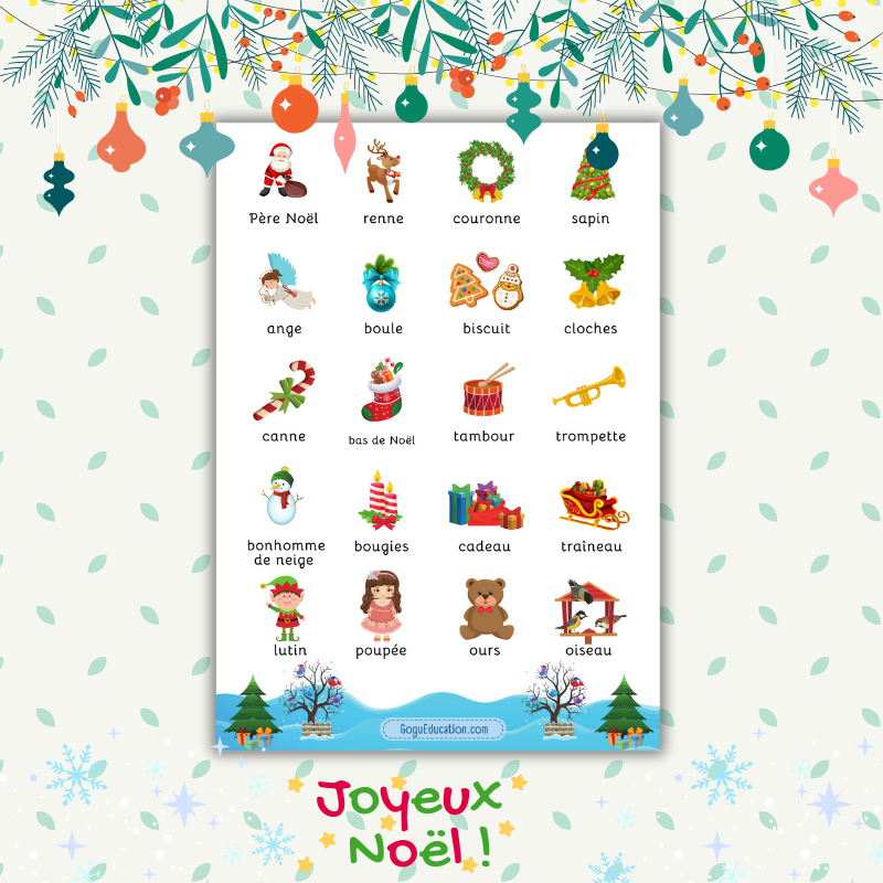 French Christmas Vocabulary Poster