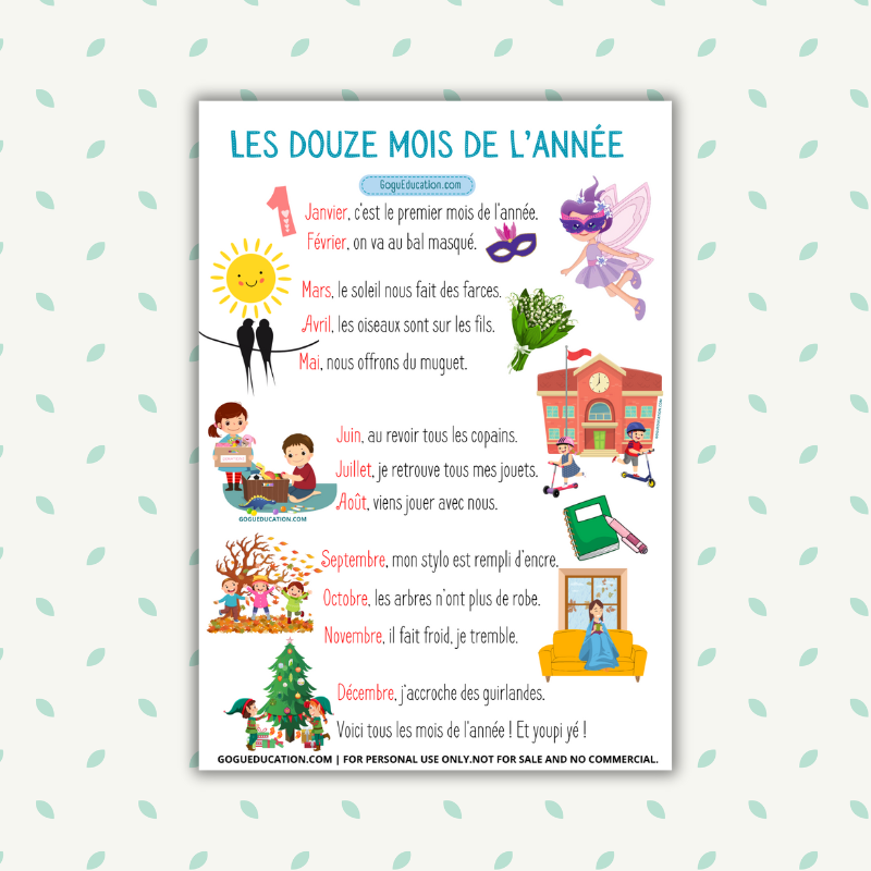 French Nursery Rhymes Les douze mois de l’année