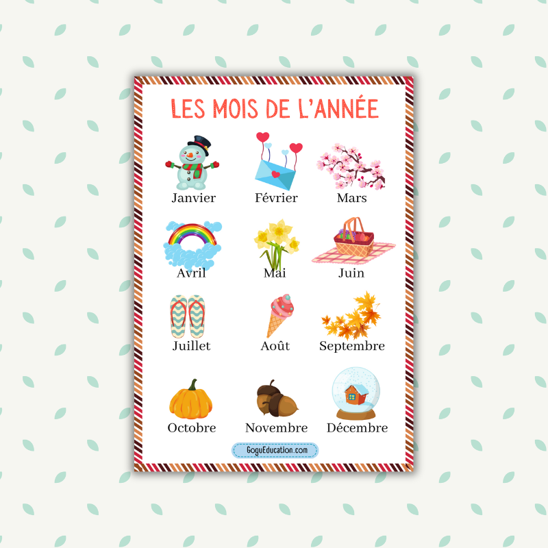 French Printable Months of the Year Gogu Education