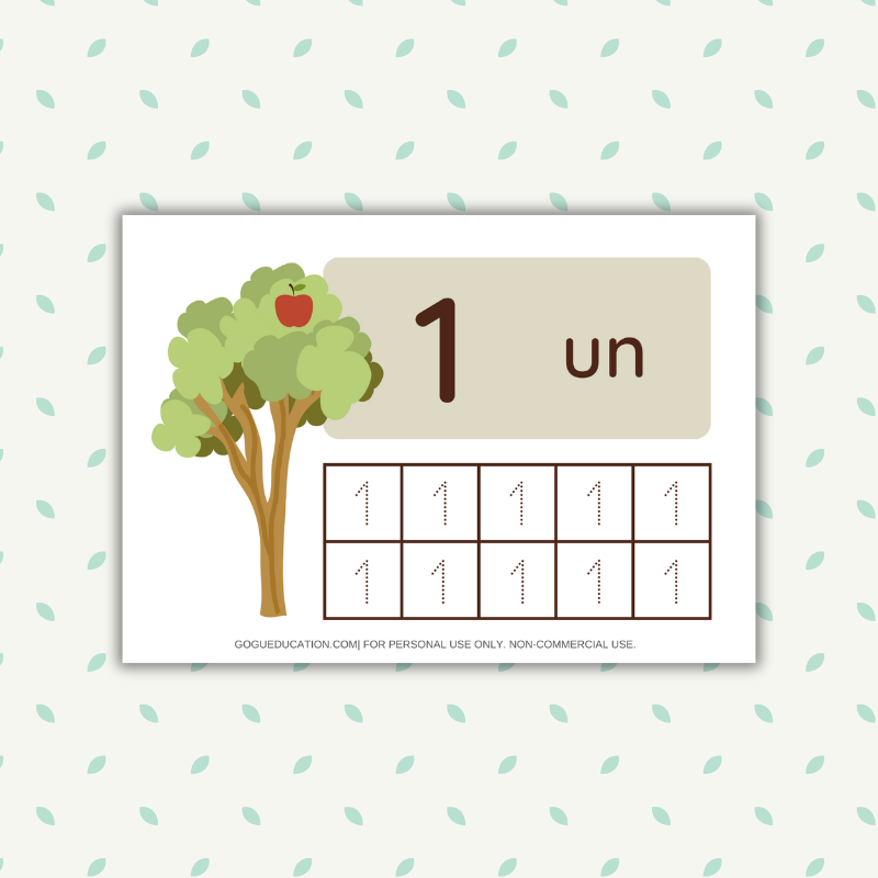 French Worksheets Tracing Numbers