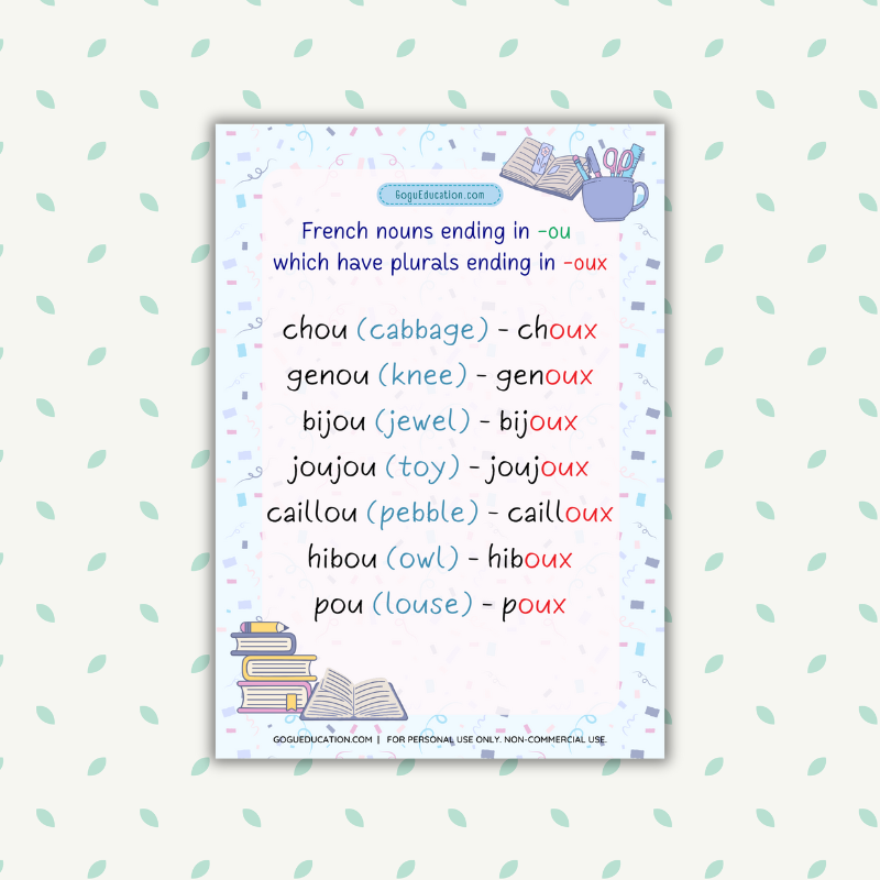French Nouns Ending in -ou Gogu Education