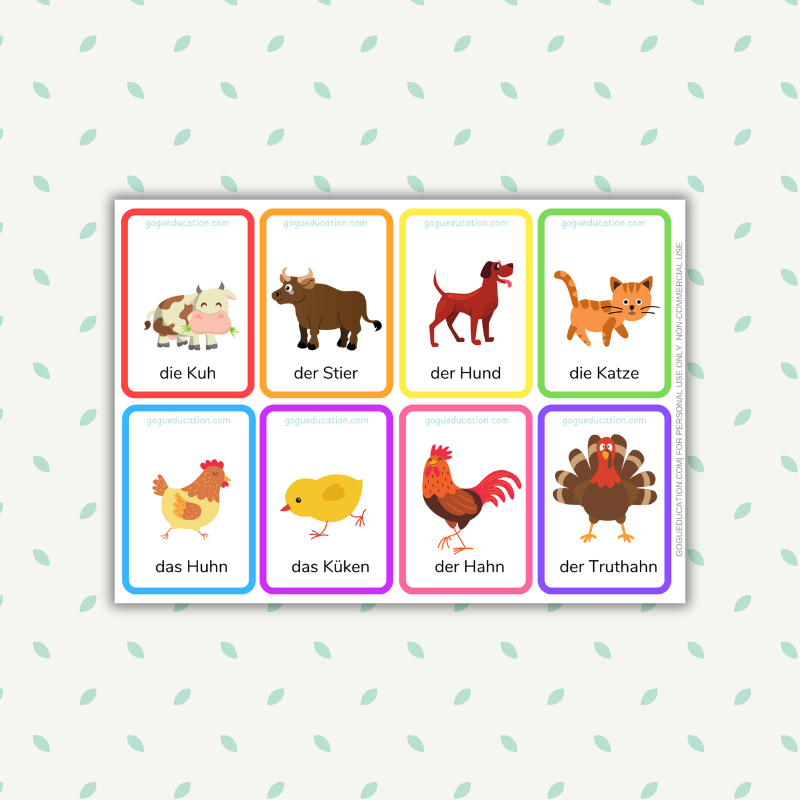 German Farm Animals Flashcards
