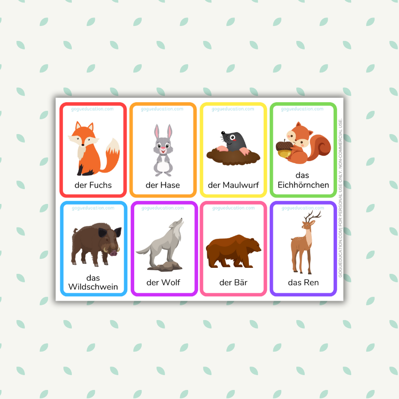 German Forest Animals Flashcards