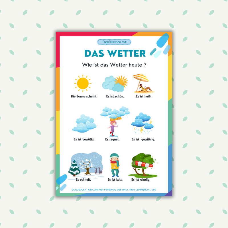 German Printable Weather Das Wetter