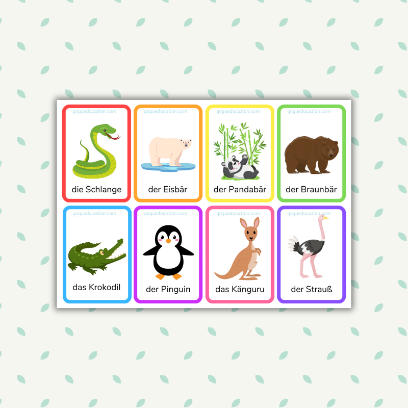 German Zoo Animals 16 Flashcards