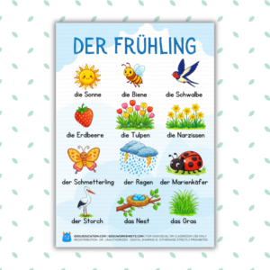 German Vocabulary Spring der Frühling -12 Words
