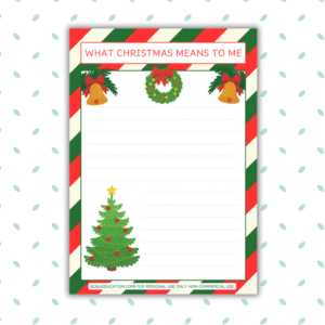 “What Christmas Means to Me” Writing Prompt Worksheet – Free Instant Download Printable PDF