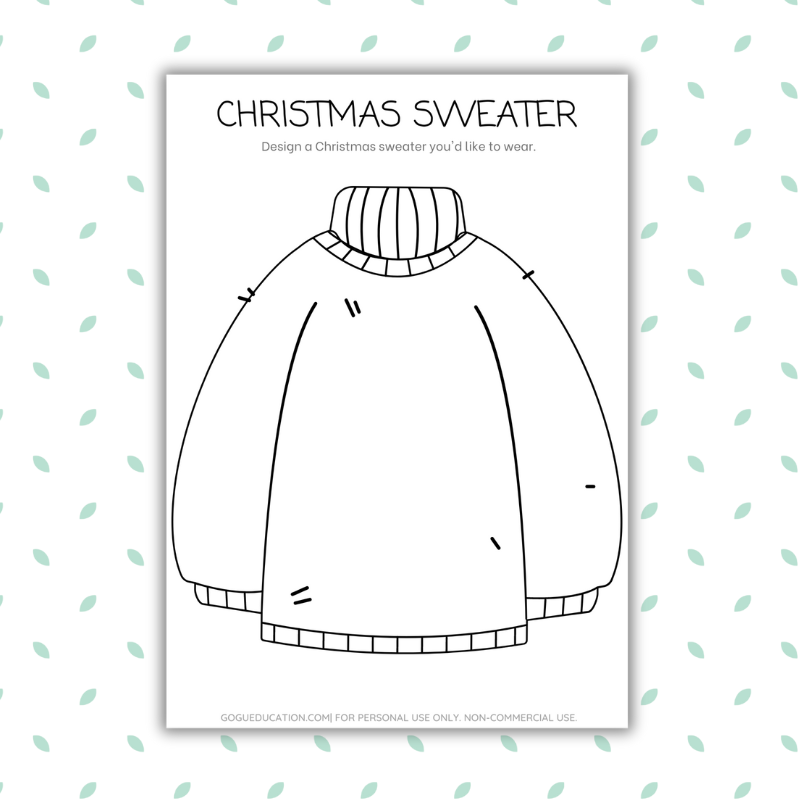 Drawing Worksheet Design Christmas sweater Gogu Education