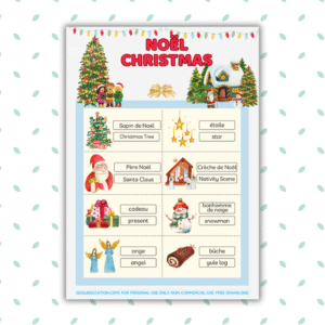 GoguWorksheets.com – English - French Christmas Vocabulary PDF - GoguEducation.com
