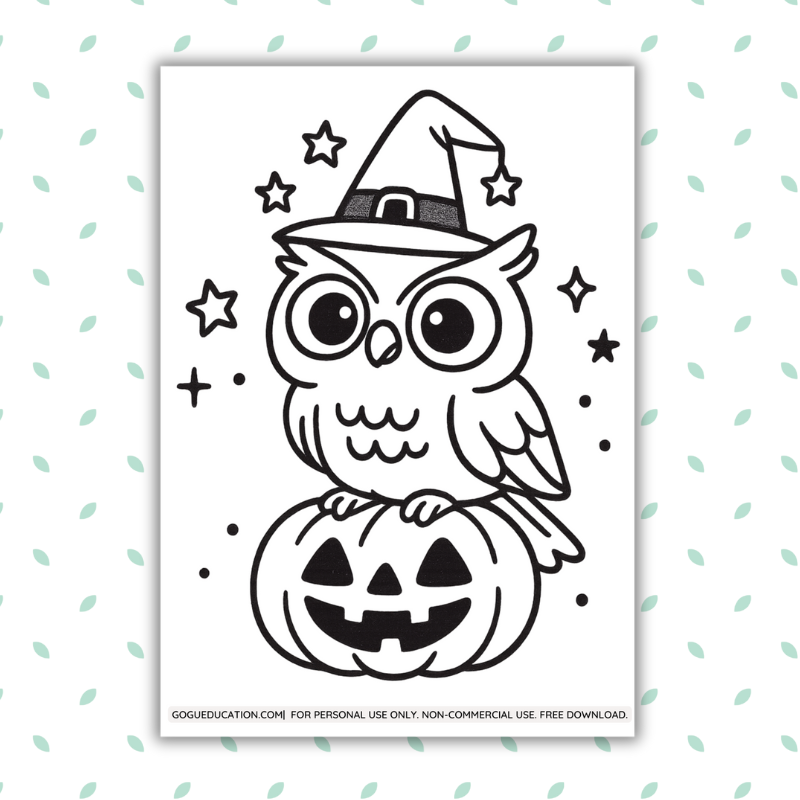 Halloween Children's Coloring Owl Gogu Education