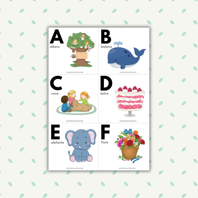 Italian Alphabet Flashcard Gogu Education