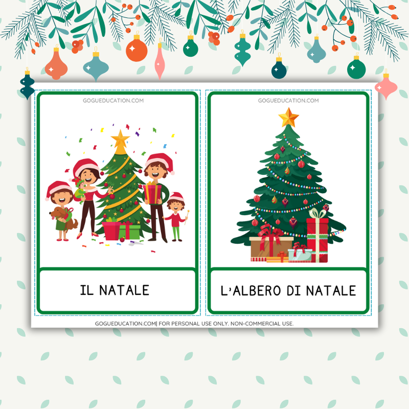 Italian Words Christmas Vocabulary Flashcards Gogu Education