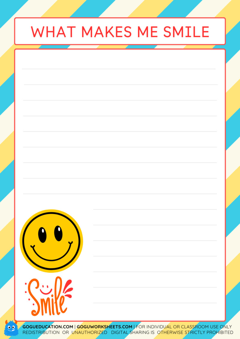 What makes me smile - Writing Prompt Worksheet
